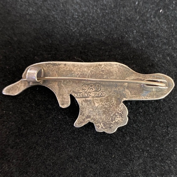 Vintage Mexican Bird Pin Brooch 980 Sterling Silver 2.25” x 0.88” - Picture 3 of 7